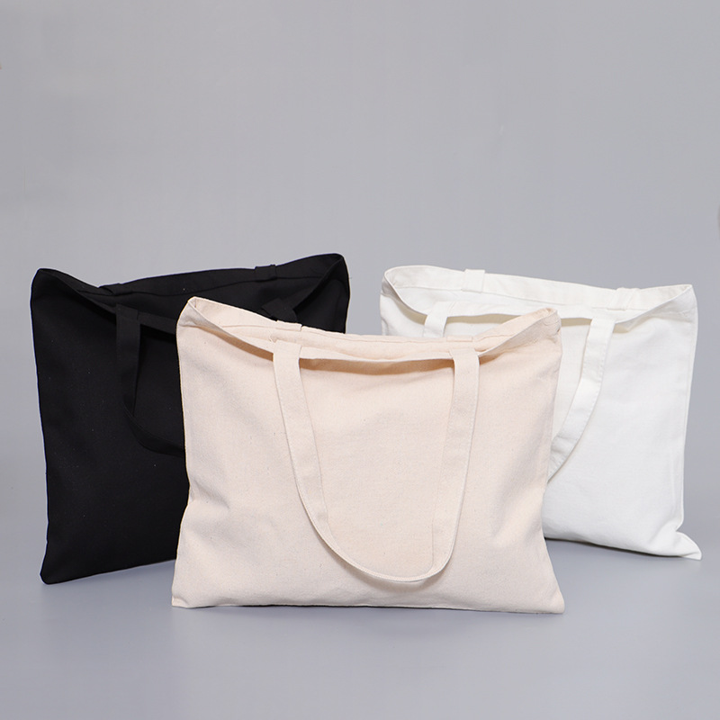 Beg Tote Kanvas Kapas Dengan Zip