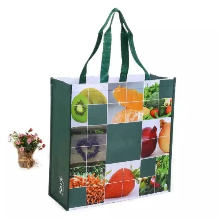 Kitar semula Logo Custom Laminated Laminated Fabric Shopping Handbags