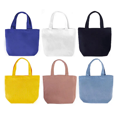 Beg tote kanvas kecil 9x8x4 inci beg membeli -belah kapas yang boleh diguna semula pukal diy mini tote beg grocey beg