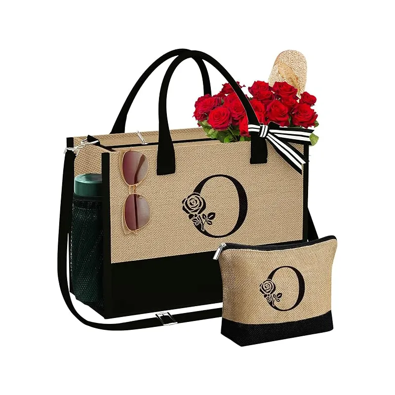 Beg tote dan beg kosmetik dengan poket zip yang boleh laras dan beg pantai sebagai hadiah ulang tahun untuk wanita